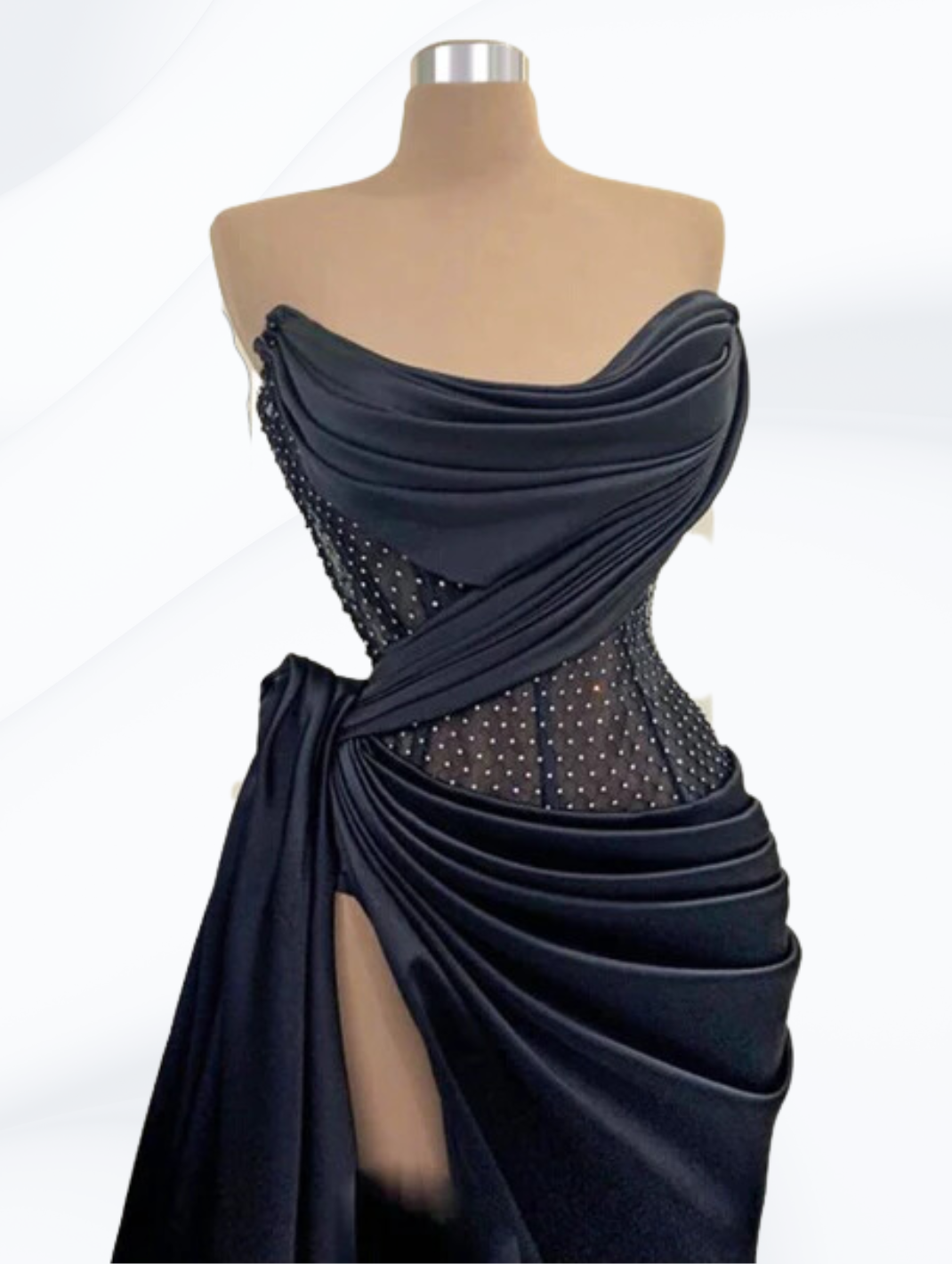 See Through Black Mermaid Evening Dress