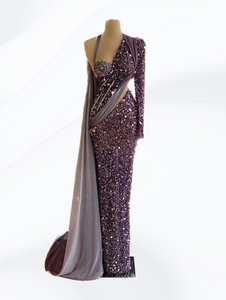 Purple One Shoulder Evening Dress