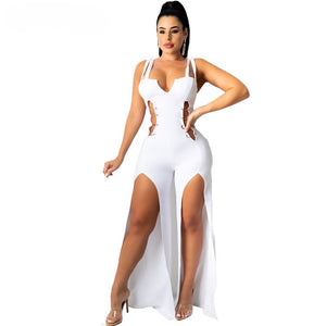 Jumpsuit for Women Solid Strap Hollow Out Slitted Jumpsuits