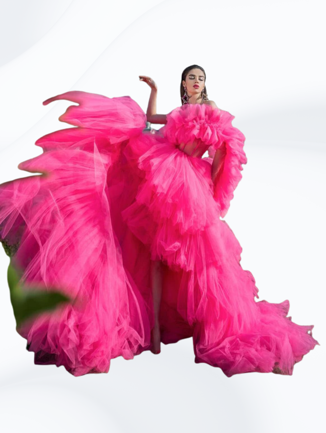 Gorgeous Fuchsia Lush High Low Tulle Prom Gown