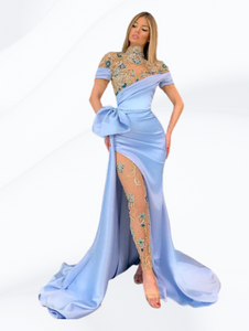 Exquisite Crystal Beading Sequined Satin Mermaid Evening Dress