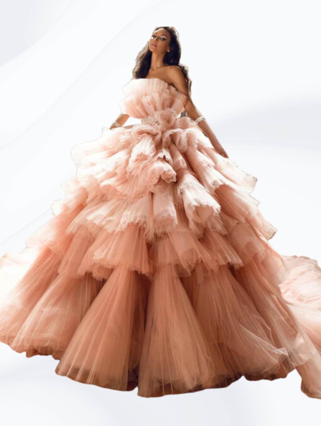 Sweet Princess Peach Ruffles Tulle Ball Gown