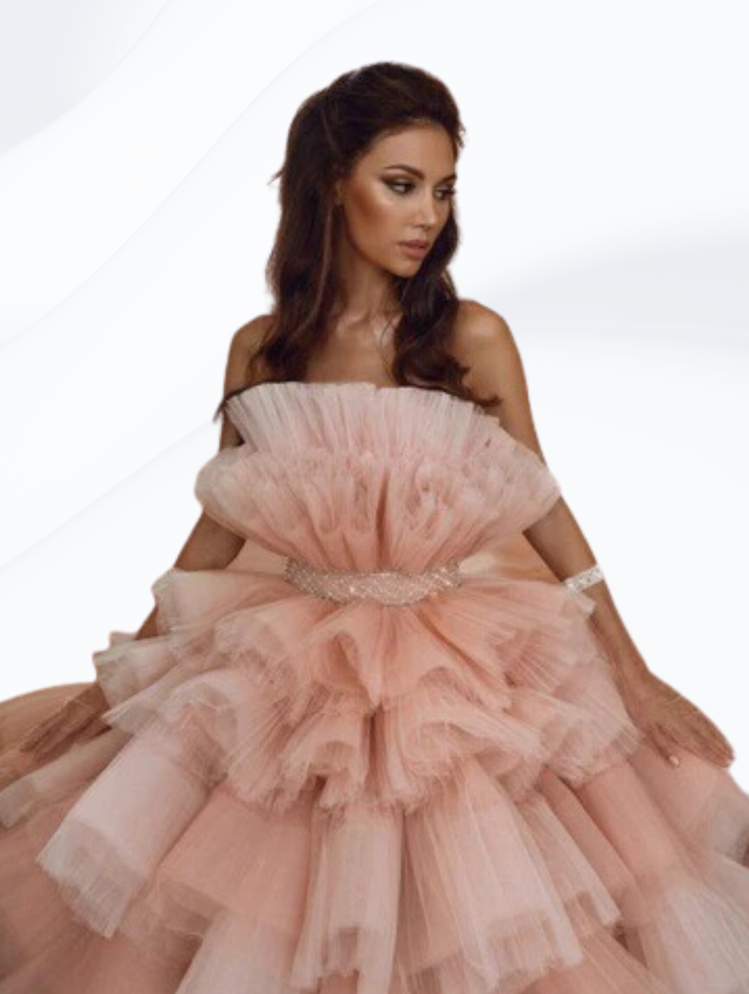 Sweet Princess Peach Ruffles Tulle Ball Gown