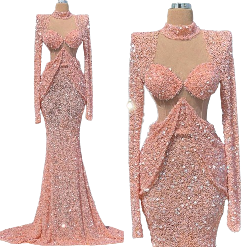 Princess Pink Mermaid Evening Dress