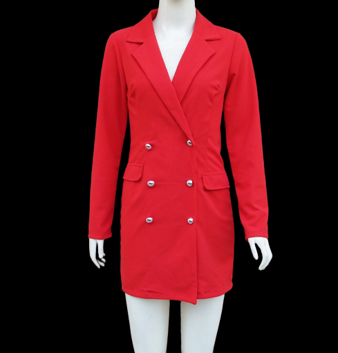 Office Ladies Double Breasted Button Blazer Dress