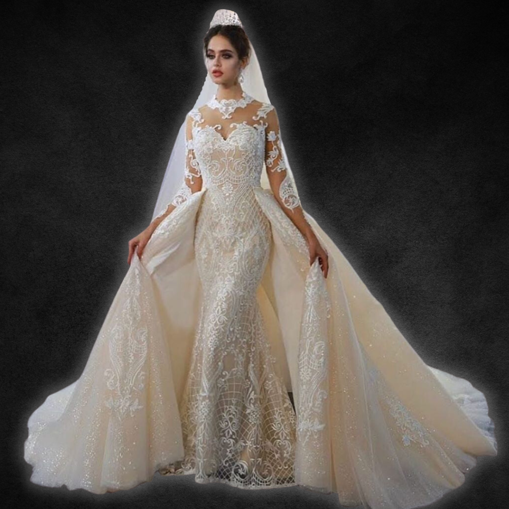 Princess Two Pieces White Lace Wedding Dress