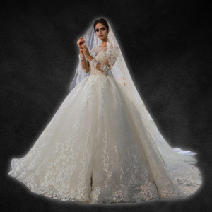 Princess Elegant Beading White Wedding Dress