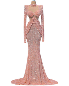 Princess Pink Mermaid Evening Dress