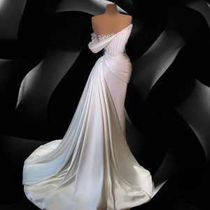 White Charming Elegant Mermaid Evening Dress