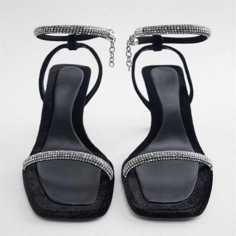 Women High Heel Sandals Spring Summer Fashion Rhinestone