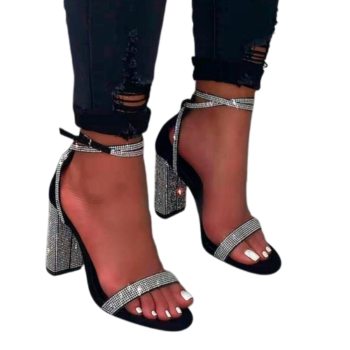 Sexy Women Sandals High Heels Shiny Rhinestone