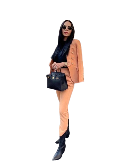 Women Blazer Suit Set Two-piece Lapel Buttons Jacket Pencil Pants Set