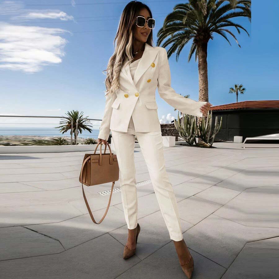 2022 Women's Business Sets Elegant Solid 2PCS Long Sleeve Blazer Pants Suit Office Lady Tracksuit Two Piece Set Fitness Outfits