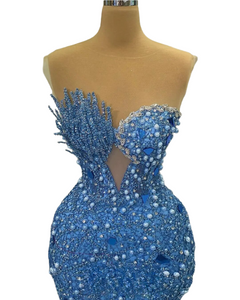 Elegant Full Pearls Beaded Mermaid Evening Dress