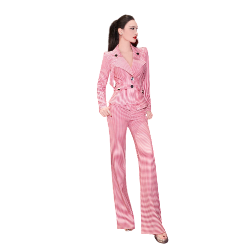 Female Houndstooth Trousers Suit