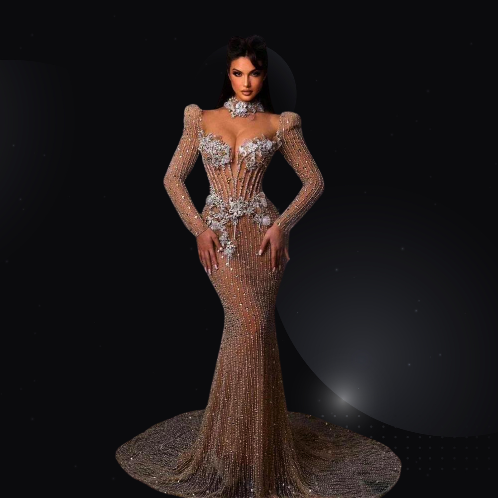 Crystal Custom Made Luxurious Dubai Evening Dress