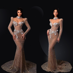 Crystal Custom Made Luxurious Dubai Evening Dress