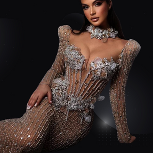 Crystal Custom Made Luxurious Dubai Evening Dress