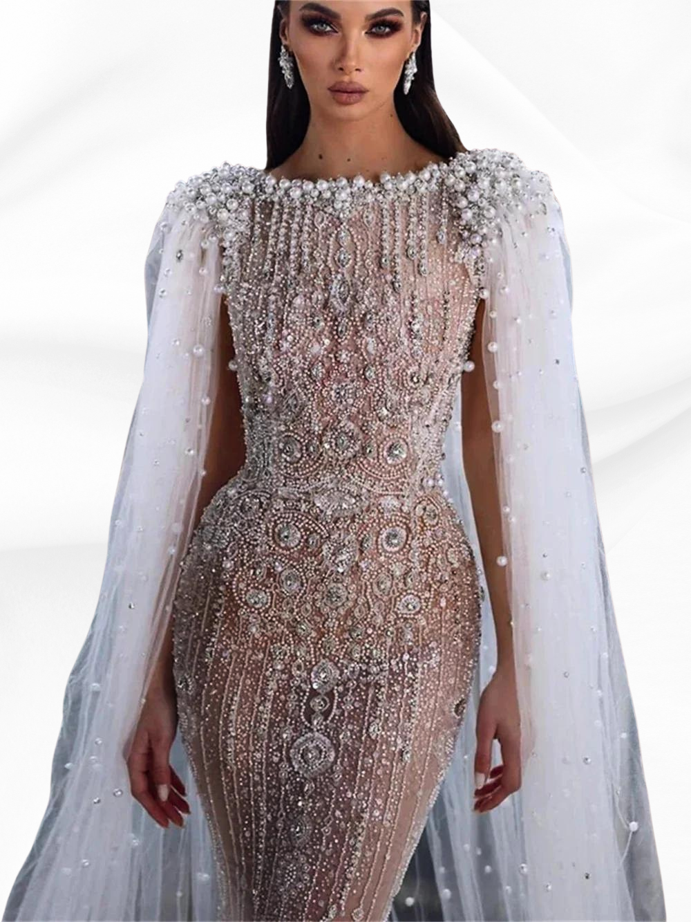 Sexy Illusion Embroidery Mermaid Wedding Dress