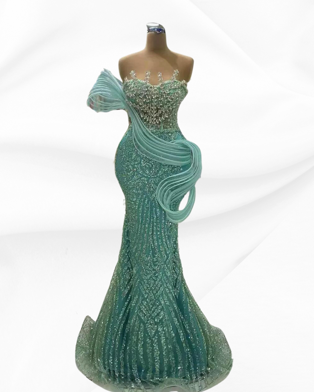 Mint Green Glitter Strapless Awards Ceremony Dresses