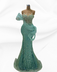 Mint Green Glitter Strapless Awards Ceremony Dresses