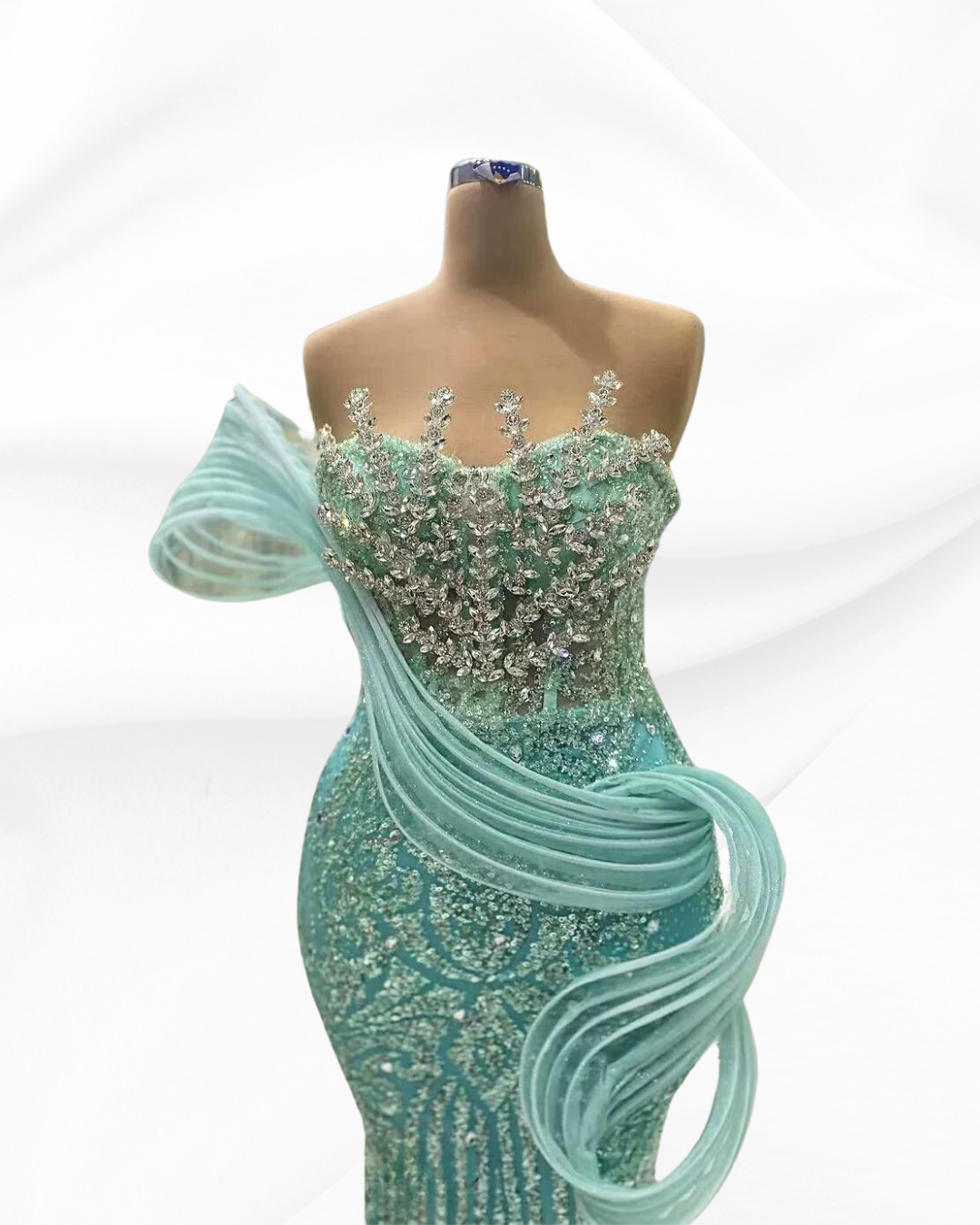 Mint Green Glitter Strapless Awards Ceremony Dresses