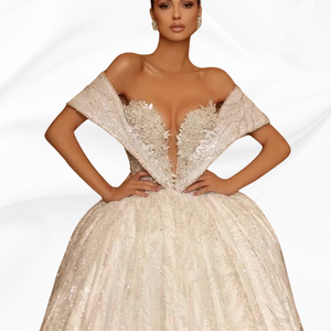 Embroidered Off The Shoulder Ball Gown Wedding Dresses For Women 2024