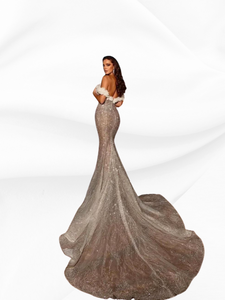 Graceful Off The Shoulder Evening Dress Sparkly Sequins Mermaid Cocktail Dresses