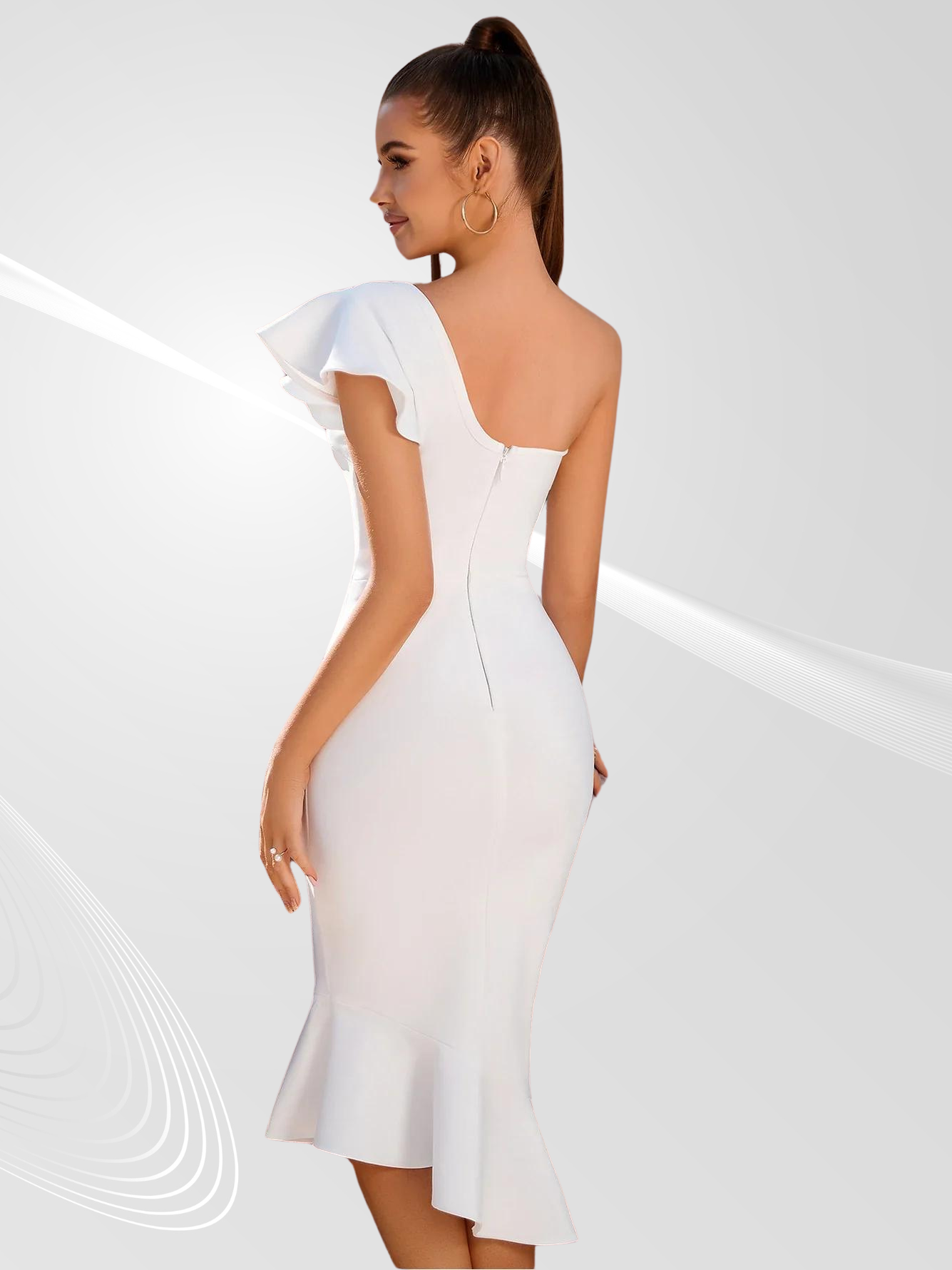 One Shoulder Trumpet Bandage Dress for Women