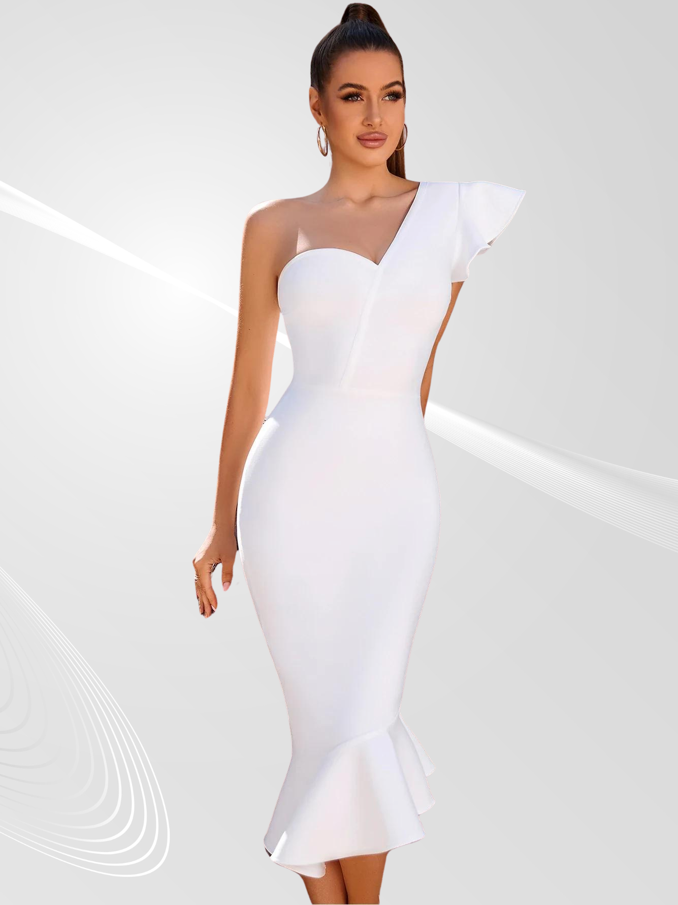 One Shoulder Trumpet Bandage Dress for Women