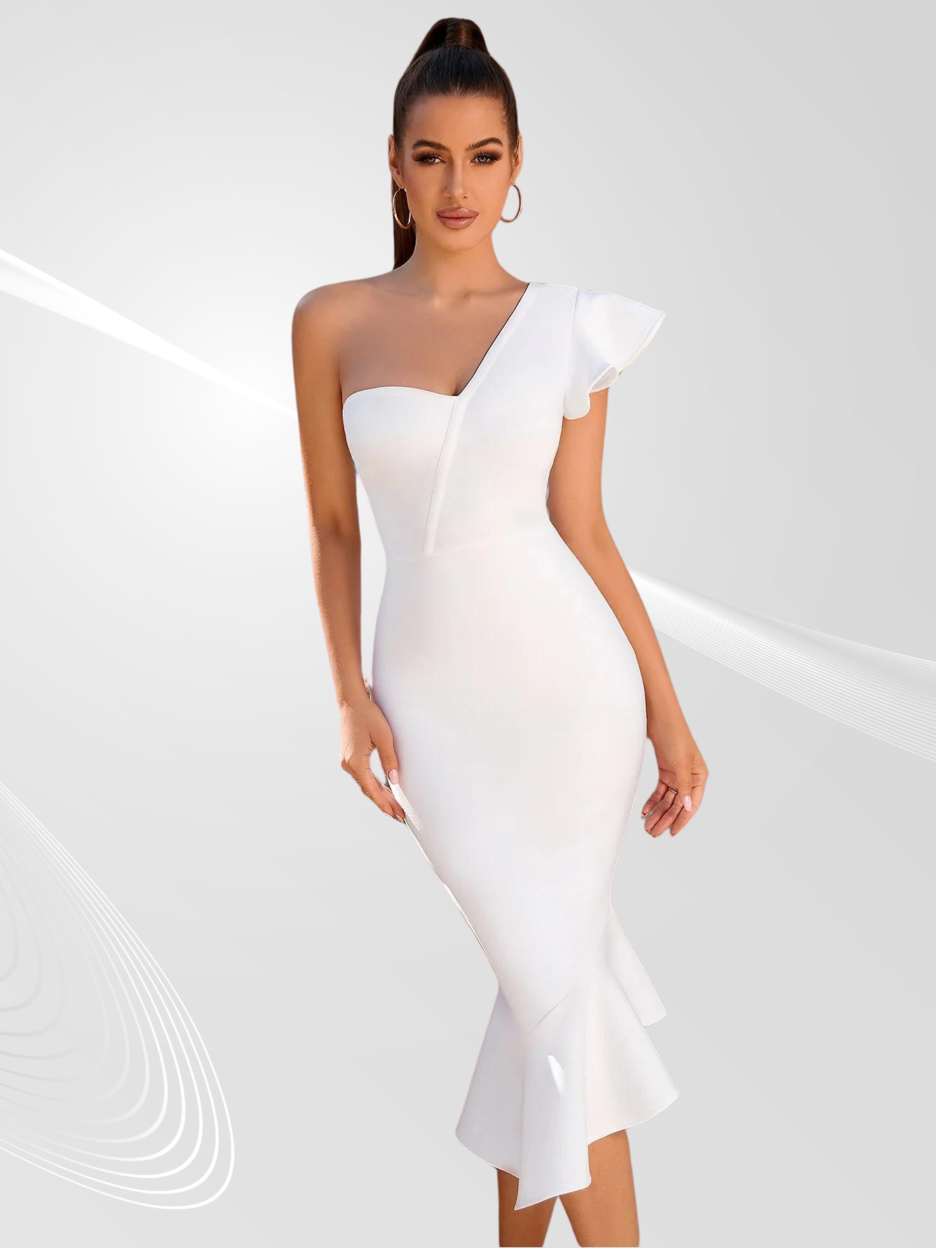 One Shoulder Trumpet Bandage Dress for Women