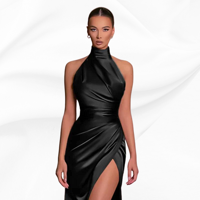 Women's Halter Neck Sleeveless Slit Dress