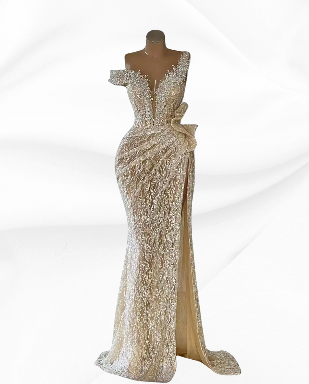 Light Champagne Prom Party Gown