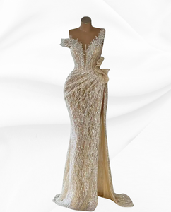 Light Champagne Prom Party Gown