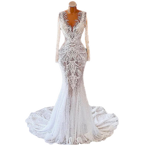 White Lace Beaded Celebrity Dress