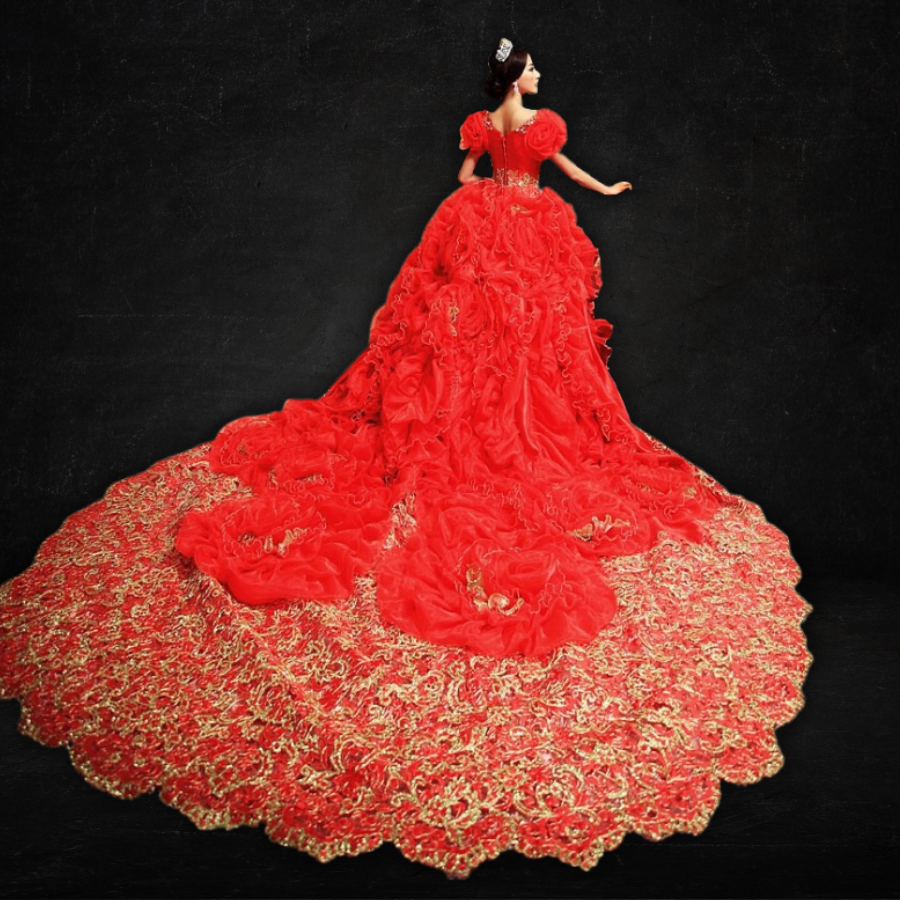 Luxury Royal Crystal Rhinestone Red Wedding Maternity Dress