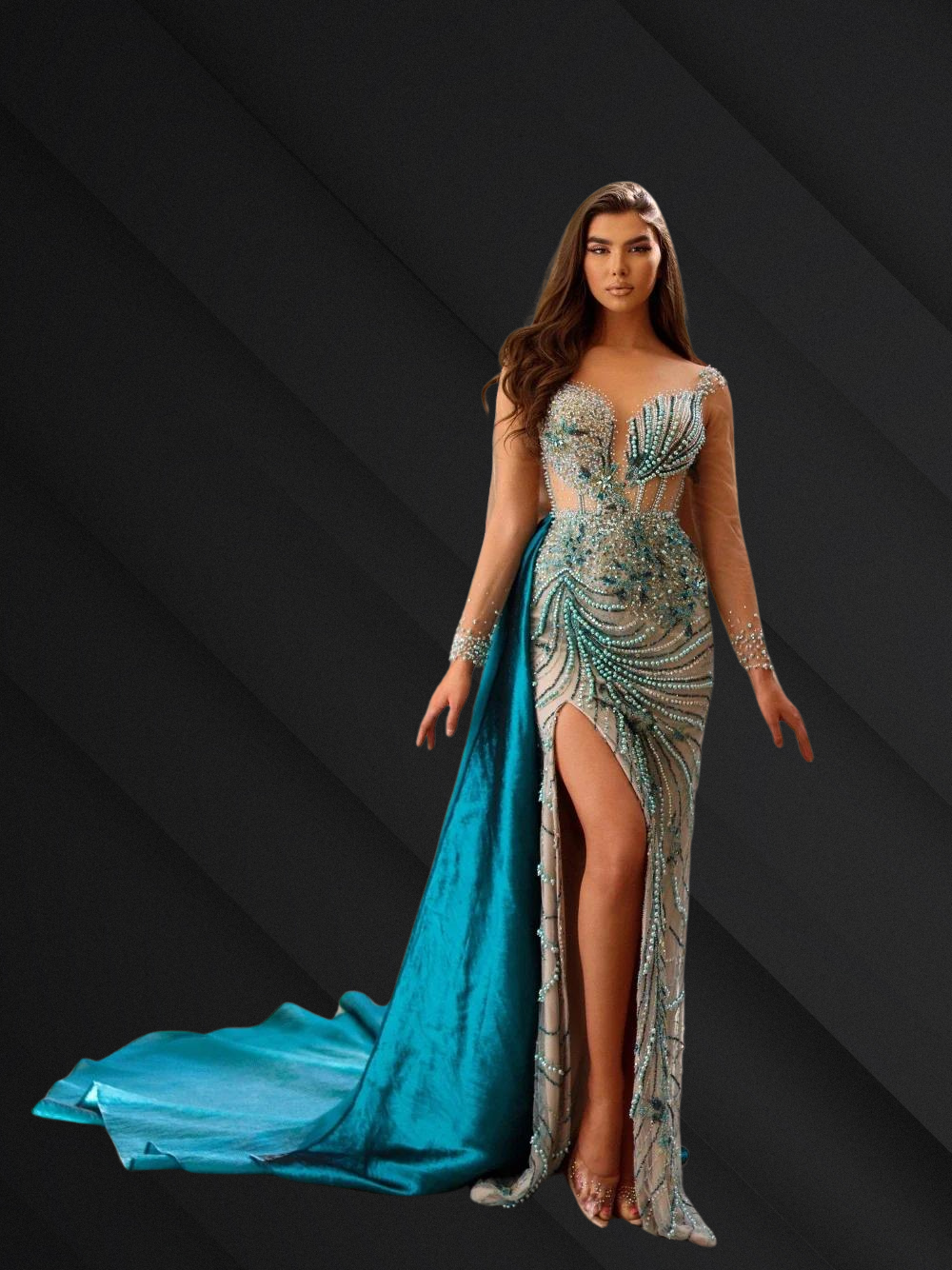 Sparkly Sequins Beads Prom Gown