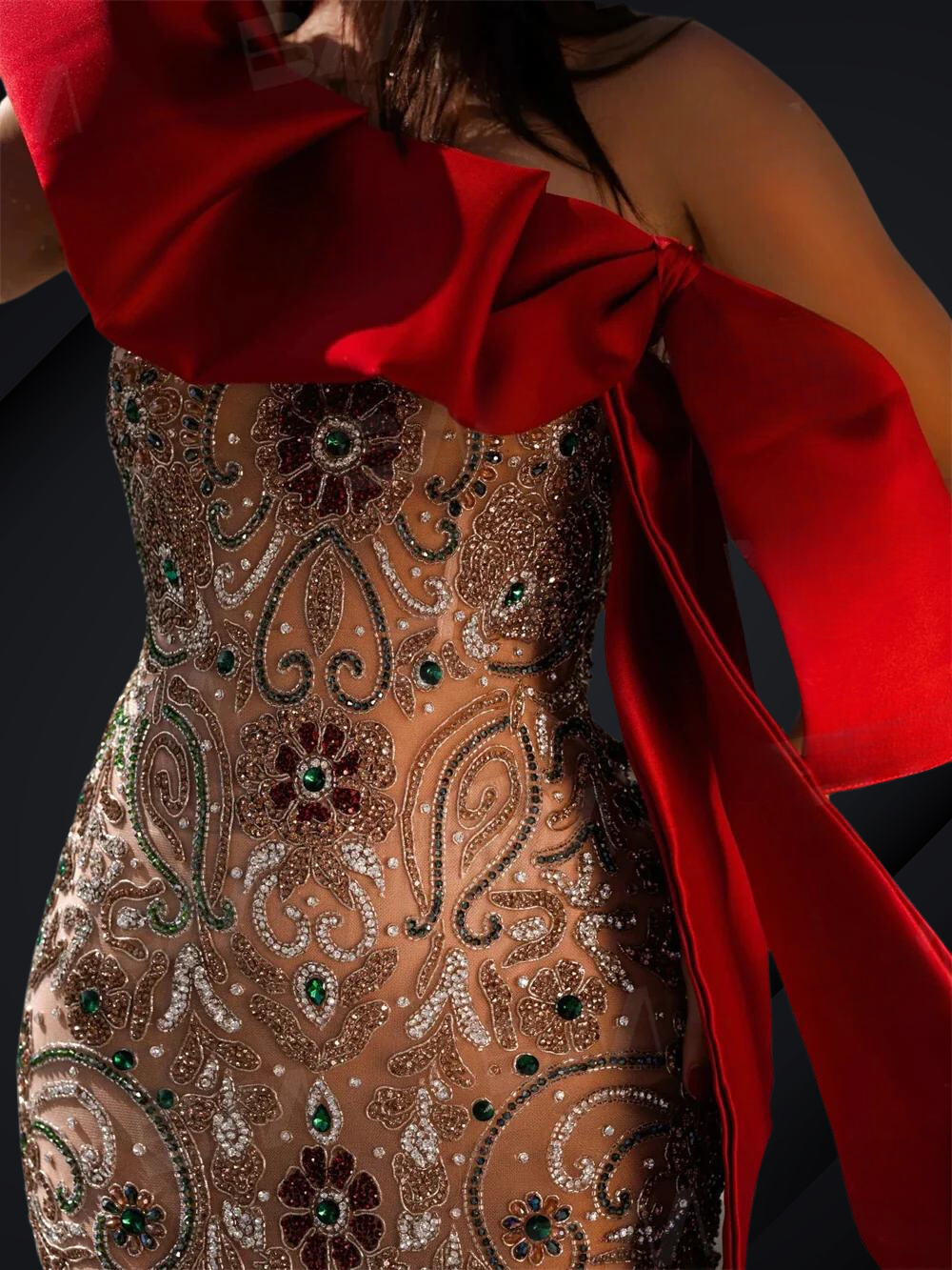 Elegant Embroidery Beaded Evening Gown