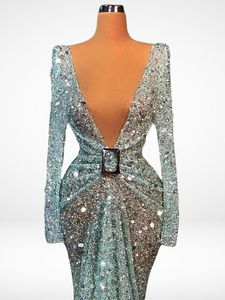 Sexy Deep V-Neck Party Sequins Crystals Dresses