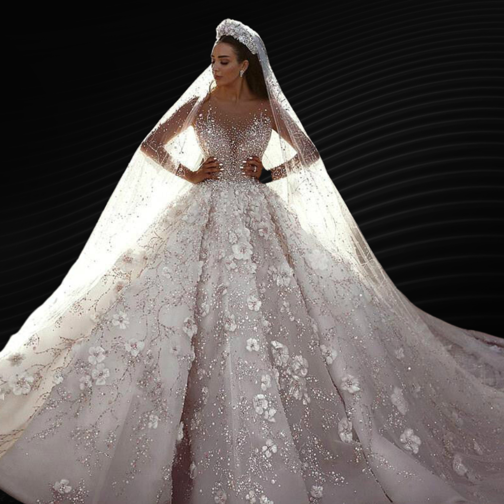 Pearls Glitter Wedding Dress