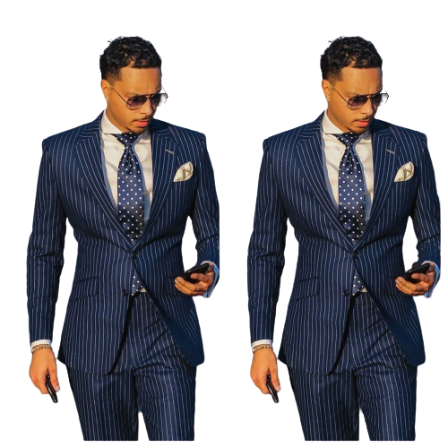 Striped Set Slim Fit Custom-Made Suits for Men