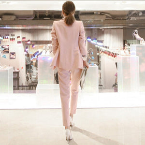 Elegant Suit Women Blazer Set Long Sleeve Casual Loose Notched Suits With Pants Female Suits Korean 2020 Traje Mujer