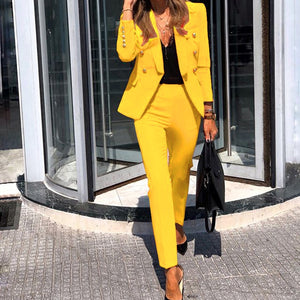 2022 New Women&#39;s Commuter Suit Pants Red Suit Jacket Pants Office Suit Ladies Suit Ladies Suit Suit Jacket with Pants 2 Piece Se