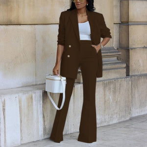 Women&#39;s Suit Set Autumn 2022 New Solid Color Casual Suit Wide Leg Trousers Suit Two-piece Set Suit Women Blazer Set  Office Sets