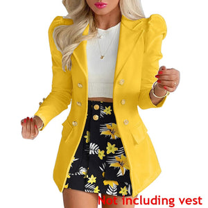 Women&#39;s Clothing Large Size Temperament Slim Short Skirt 2pcs Set Lady Spring Summer Long Sleeve Shoulder Pads Suit blazer mujer